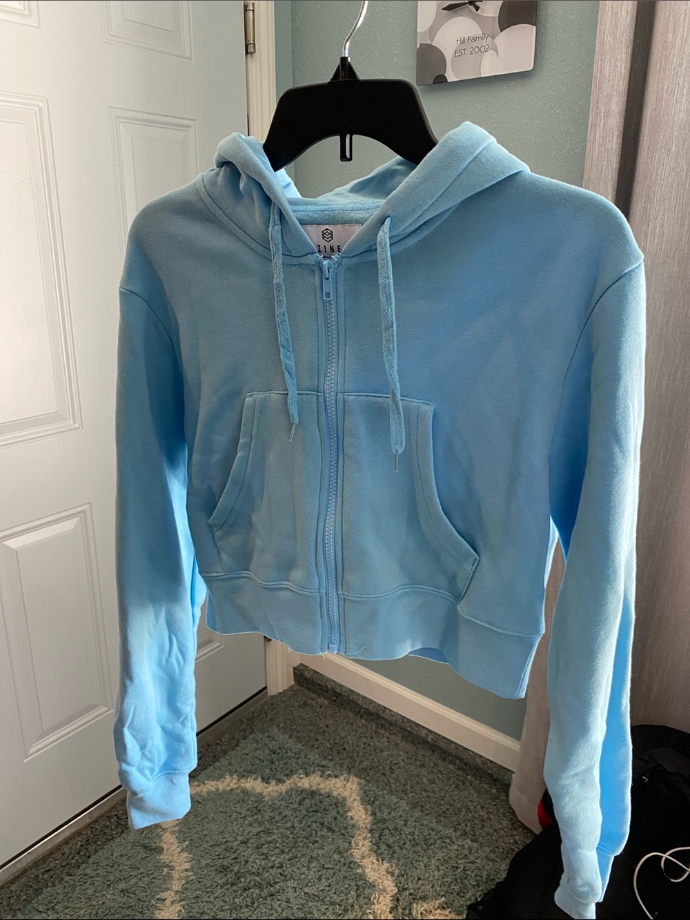 Zine Clothing Light Blue Cropped Zip Hoodie